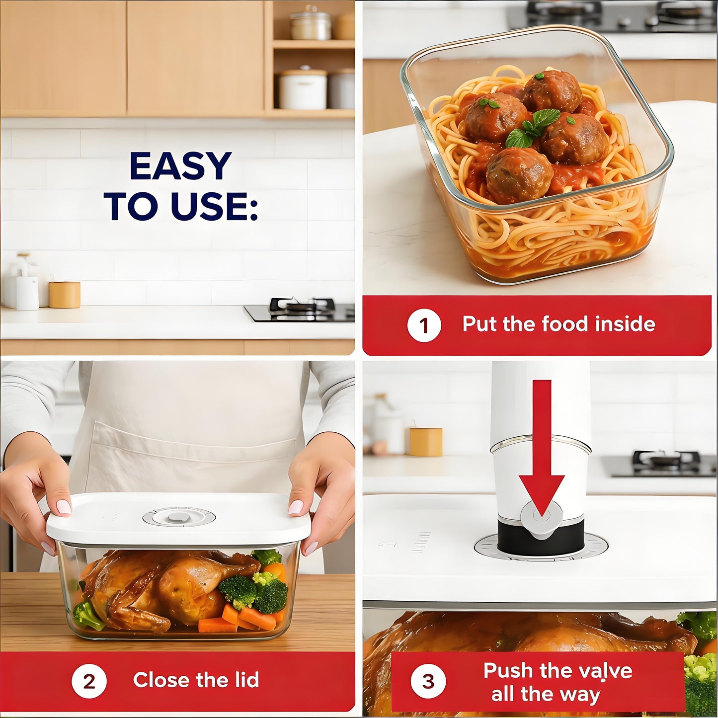 Vacuum-Seal Glass Food Storage Set