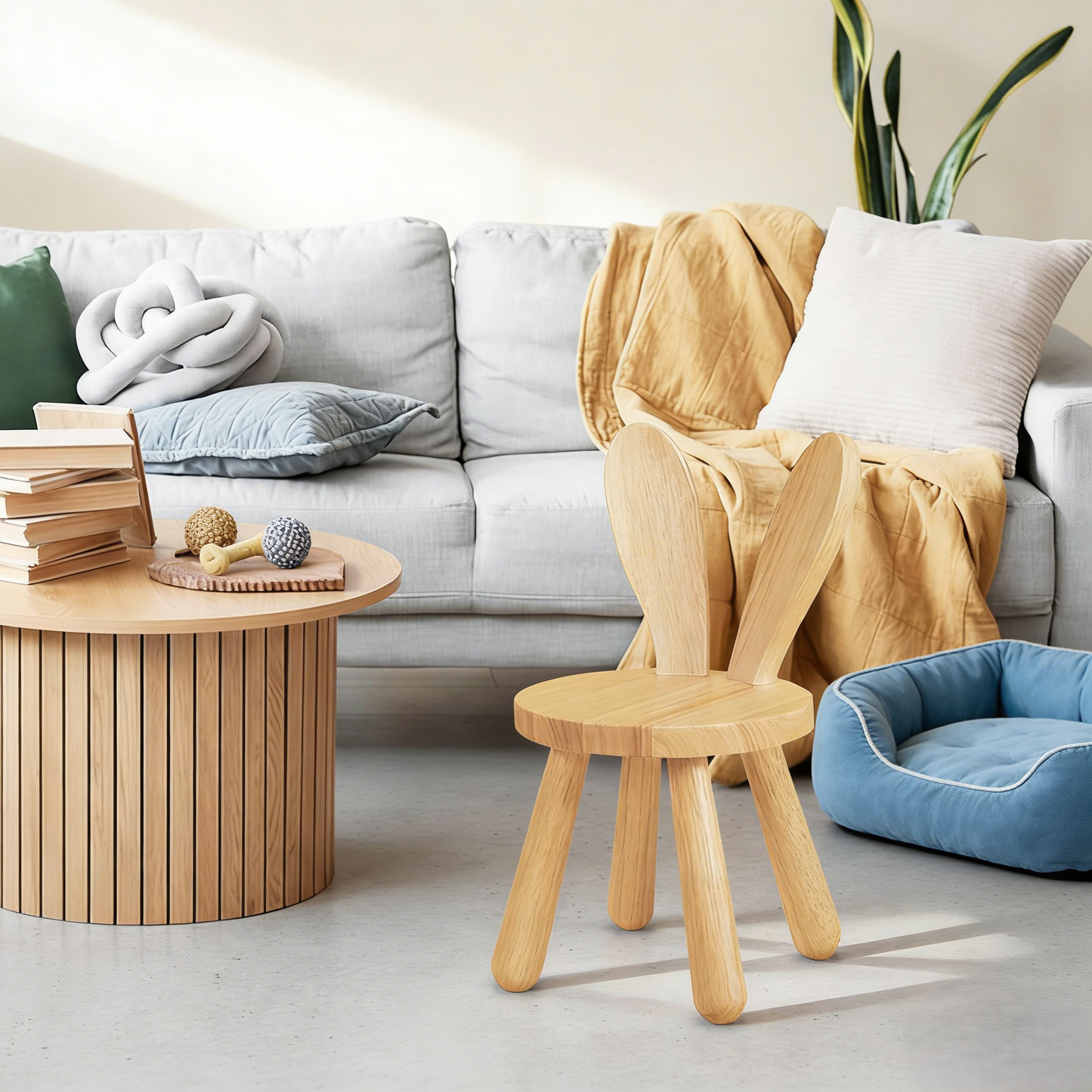 Wooden Bunny-Shaped Kids' Chair