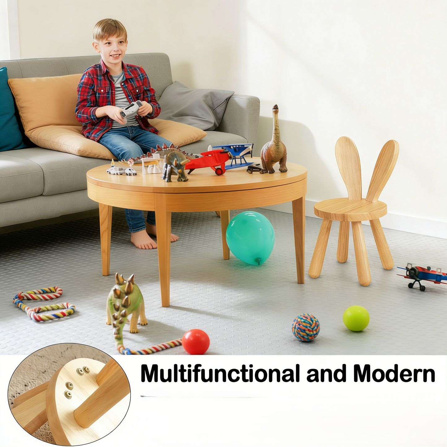 Wooden Bunny-Shaped Kids' Chair