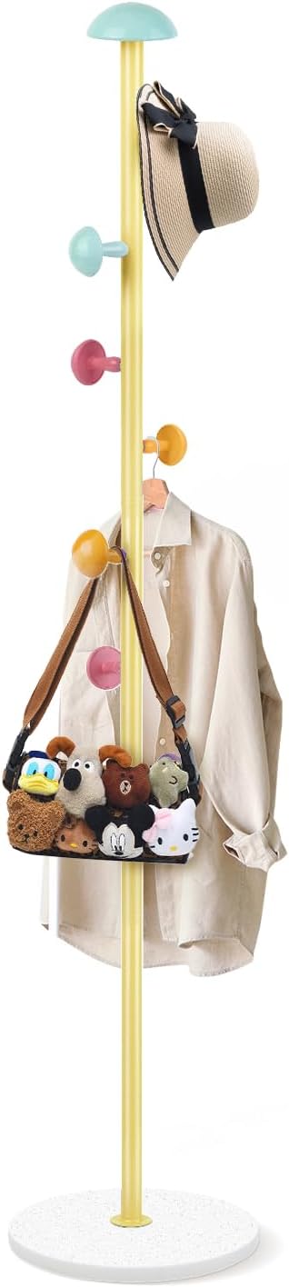 Colorful Multi-Hook Freestanding Coat Rack