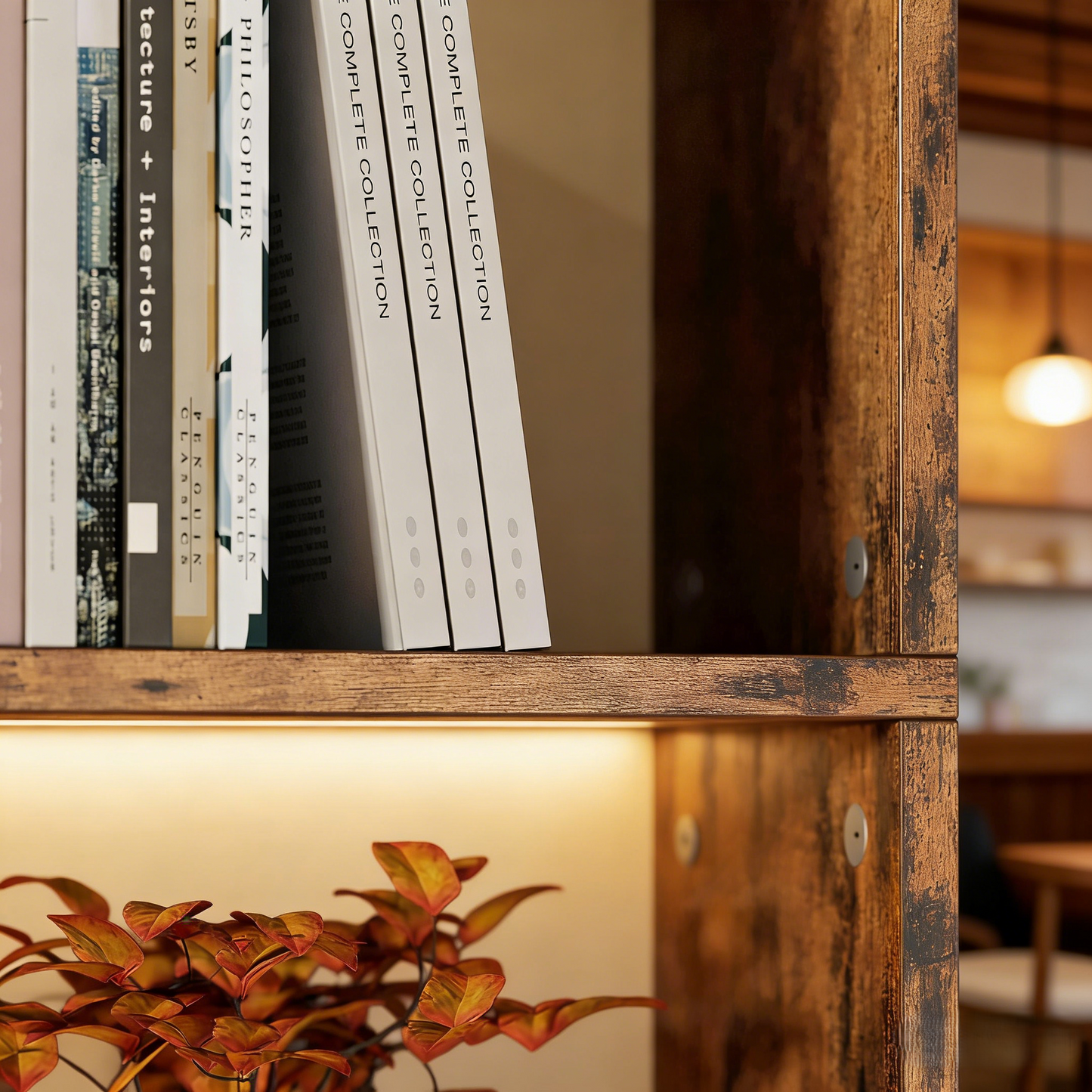 Rustic Wood 6-Tier Bookcase Shelving Unit